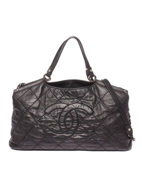 Chanel 2-Way Tote Chain Shoulder Bag Wild Stitch Silver